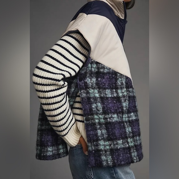 NWT Anthropologie plaid puffer poncho. One size. - Picture 4 of 7